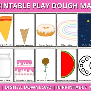 Play Dough Mats, Printable Play Dough Mats, Montessori Activity for Kids, Pizza play dough mat, Printable Preschool Activity