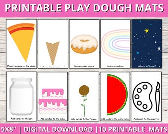Play Dough Mats, Printable Play Dough Mats, Montessori Activity for Kids, Pizza play dough mat, Printable Preschool Activity
