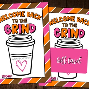 Porte-carte-cadeau de professeur de café de retour à l'école, carte de café de professeur de retour à l'école imprimable, cadeau de professeur de premier jour heureux
