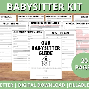 Kit stampabili per babysitter, Foglio informativo per babysitter, Guida per babysitter stampabile