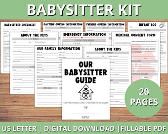 Babysitter Kit Printables, Babysitter Information Sheet, Babysitter's Guide Printable