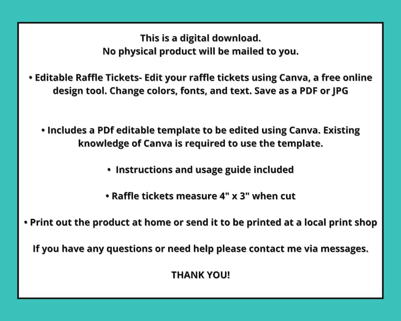 Color Raffle Tickets Template Editable Raffle Ticket Template, Printable Raffle Ticket - Etsy