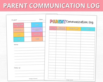 Parent Communication Log, Teacher Communication Record, Communication Tracker
