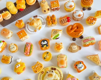 Dije de comida en miniatura, dije de gato kawaii, dije de baguette de perro, dije de teléfono lindo, dije de tostada, dije de pan, dijes de comida lindos, dije kawaii, regalo para amigos