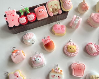 Miniature Food Charm,Kawaii Cat Charm,Pink Charm,Cute Food Phone Charm,Cat Charm,Cute Food Charms,Kawaii Charm,Gift for friends