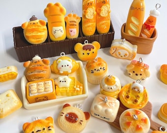 Kawaii Food Charm: Cat, Pancake, Baguette, Bread Charms