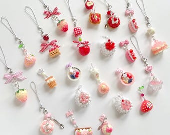Cute Sweetness Charm,Strawberry, Tomato,Cake,Yogurt Charm,Cute Keychain,Cute Bag Chain,Gift for Friends,Key Accessories,Dessert Phone Charm