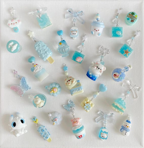 Cute Blue Charm, Bear Phone Charm, Popsicle Keychain, Drink Charm,Cat Charm,Cute Bag Chain, Gift for Friends, key accessories, Keychain