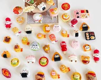 Kawaii Food Charm: Miniature Sushi, Ramen, Lucky Cat Keychain