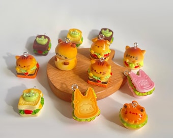 Miniature Burger Charm,Kawaii Cat Burger Charm,Sandwich Charm,Cute Food Phone Charm,Cat Charm,Cute Food Charms,Kawaii Charm,Gift for friends