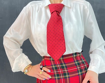 Vintage Leonardo Strelli Designer Italian Tie silk Polka dot&#39;s necktie man woman dandy