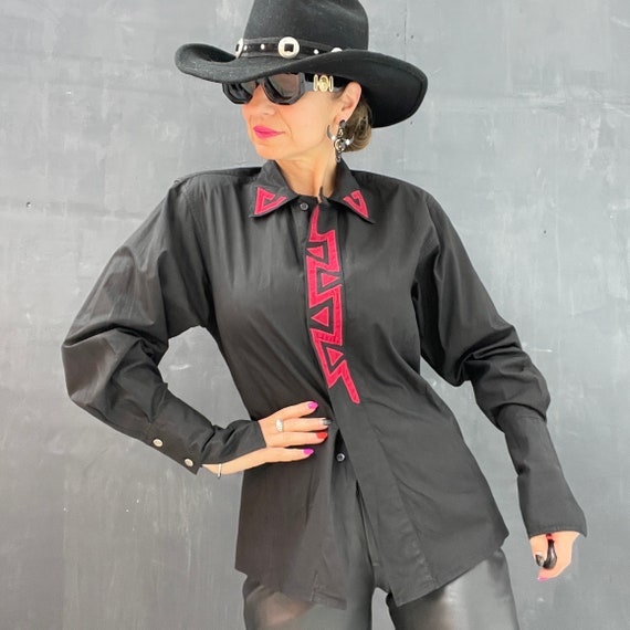 Gilet Bouffant Vintage Wrangler Années 70/80 Taille L - Rouge Et Bleu, Style Western Cowboy (occasion Très Bon état)