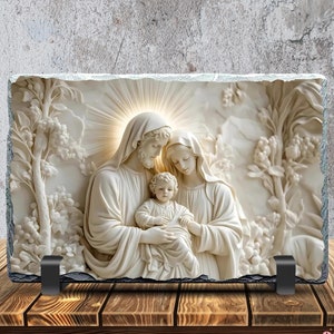 Slate Sublimation Design, 3D Nativity Scene Mary Joseph Jesus, Instant Digital Download, Sublimation Slate PNG, Digital ONLY