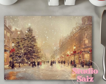 Christmas Art Cutting Board Design Download, Painting Art Cutting Board PNG, Cutting Board Printable PNG, Merry Christmas Cutting Board PNG