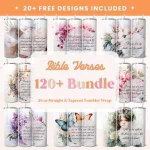 120+ Bible Verses Tumbler Bundle, 20oz Christian Bible Verses Sublimation Designs, Christian Tumbler, Religious Tumbler Wrap, Faith Tumbler
