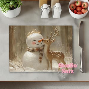 Snowman Merry Christmas Cutting Board Design Download, Bird Cutting Board PNG, Cutting Board Printable PNG, Christmas Cutting Board PNG