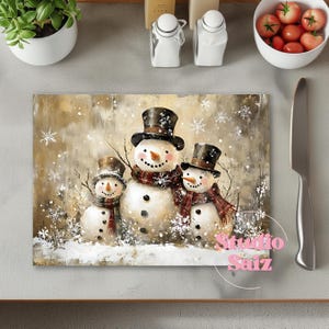 Snowman Merry Christmas Cutting Board Design Download, Bird Cutting Board PNG, Cutting Board Printable PNG, Christmas Cutting Board PNG