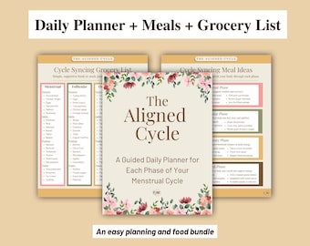 Cycle Syncing Planner Bundle | Food Support for Menstrual Phases | (Printable & Digital PDF)