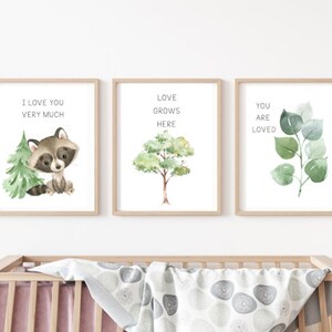 Woodland Raccoon Love Bundle Nursery Stampe digitali