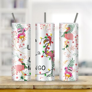 Fa La La Flamingo 20oz Christmas Sublimation Metal Tumbler