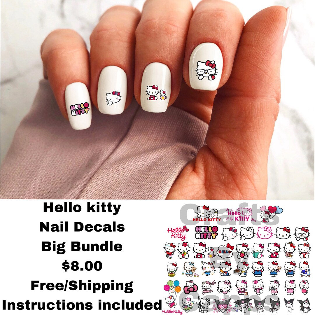 Hello Kitty Nail Decals - Etsy
