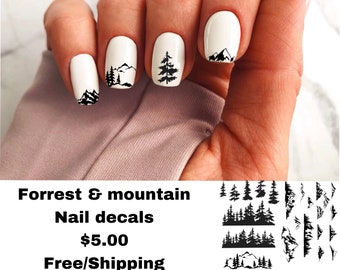 Forrest & mountain nail decals