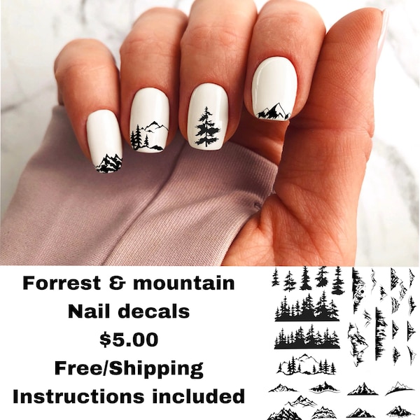 Forrest & mountain nail decals