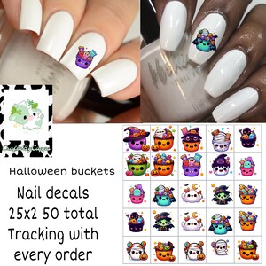 Halloween bucket nail Art Waterslide Decals set of 50 +Bonus & Instructions for fingernails, crafts, can be used on hot wheels, any project