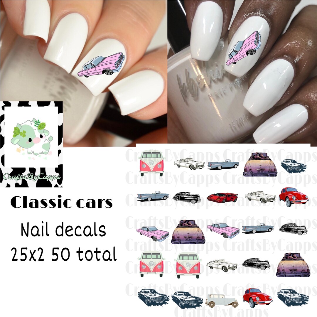 Classic Car Nail Art Waterslide Decals Set of 50 +bonus & Instructions ...