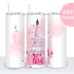 Paris, Eiffel Tower Sublimation Tumbler Wrap, Straight 20oz Tumbler Wrap