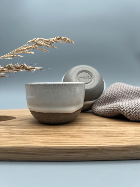 Dip Schale // Handmade // grauer Ton // weiße Glasur