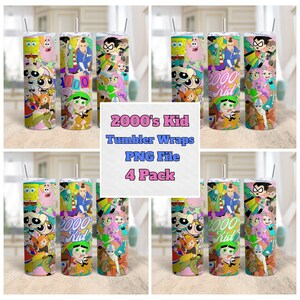 This photo features 2000s kids tumbler wraps. Cartoon Tumbler Wraps, spongebob tumblers, and more!