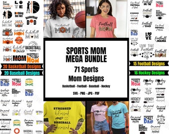 Sports Mom SVG Bundle, Basketball Mom svg, Baseball Mom svg, Football Mom svg, Hockey Mom SVG, Softball Mom svg, Svg Files for Cricut