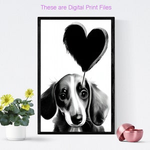 Dachshund Digital Print, Dachshund Wall art, Weiner Dog Wall Art, Dachshund home decor, Animal Prints, Animal Decor