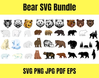 BÄR svg, Bär Vektor, BÄR Clipart, Bär PNG, Bär Silhouette, Eisbär svg, Bär download, Mama Bär svg, Tier svg, svg für Cricut,