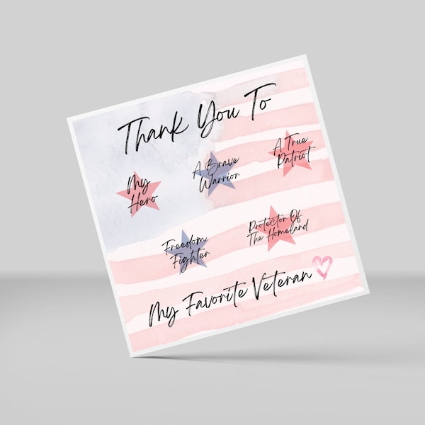 Thank You Veterans Card Digital Download, Veteran Day card print, veteran day gift, army wife gift, soldier png, Thank you svg,