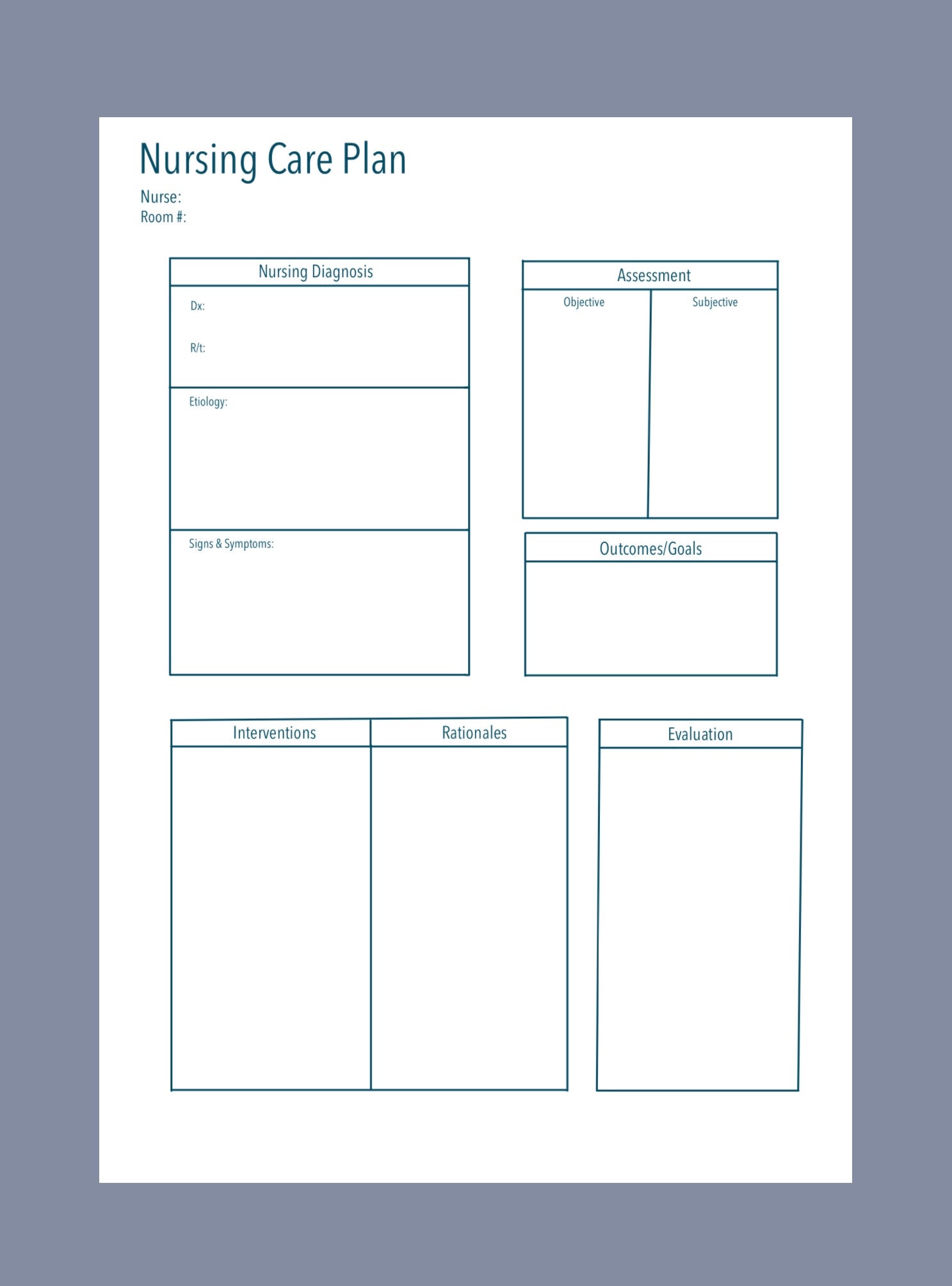 Nursing Care Plan Etsy