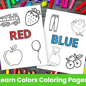 Instant Download Learn the Colors PRINTABLE Coloring Pages