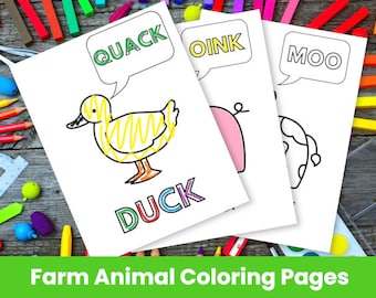 Instant Download Printable Farm Animals Coloring Pages