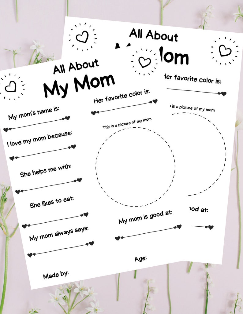 All About My Mom Fill in the Blank Printable for Mother's Etsy
