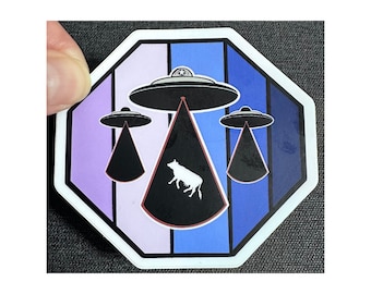 Alien Abduction|Cow Abduction|Air Force|Cover Up|Conspiracy|Roswell|OuterSpace|Aliens|Believe|Decal|Sticker|ET|Spaceship|Universe|UFO|UAP