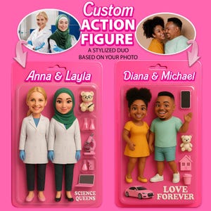 Benutzerdefinierte Actionfigur, personalisiertes Porträt 3d Blister, Porträtillustration 3D, Paargeschenk, Starterpaket, beste Freunde, Seelenschwestergeschenke