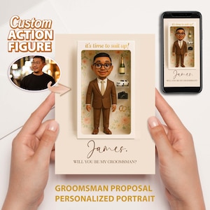 Custom Action Figure, Funny Groomsmen Proposal will you be my Best Man Personalized Portrait 3d Blister, Portrait Illustration 3D