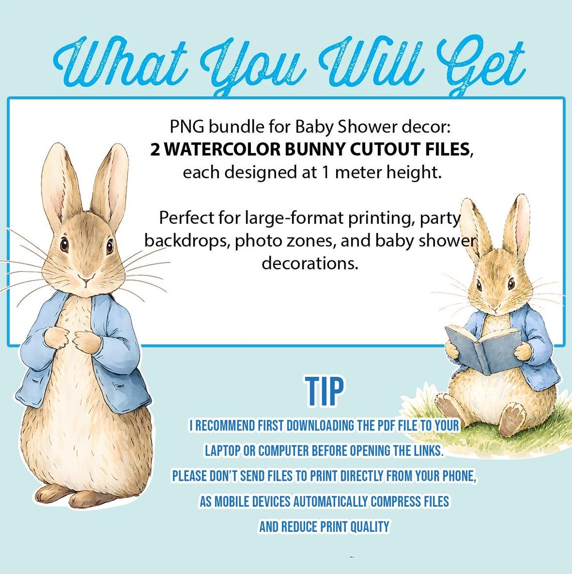 Flopsy Rabbit Printable Peter Rabbit Cutout | Flopsy Bunny Baby Shower Party Decor | Printable ...