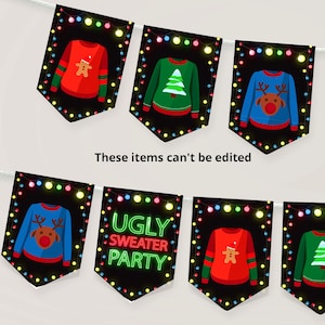 Ugly Sweater Party Bunting Banner Printable Christmas Banner Garland DIGITAL DOWNLOAD