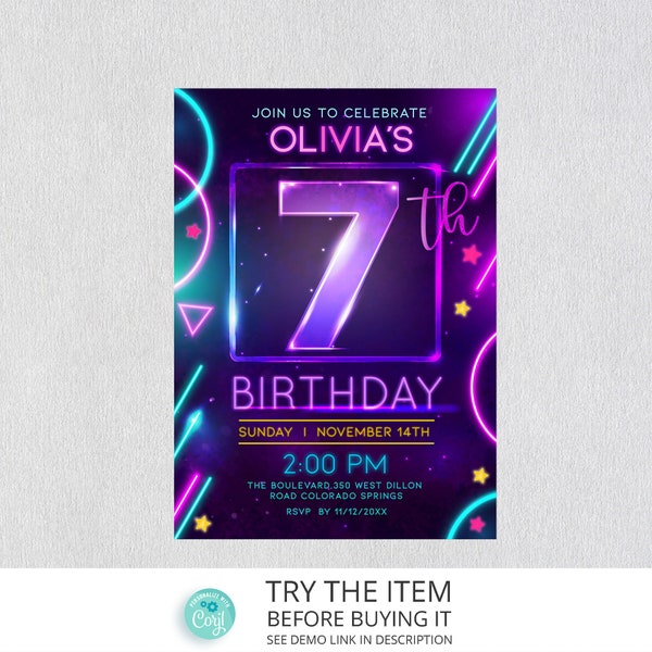 Neon Invitation - Etsy