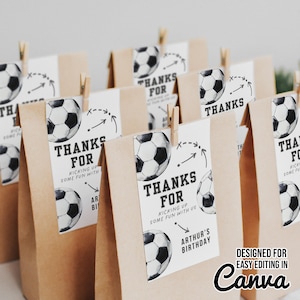 Soccer Birthday Boy Favor Tags, Thank You Tag, Soccer Party Decor, Football Pparty Decor, Soccer Favors Canva SC2