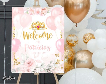 Our Little Princess Birthday Welcome Sign Template Princess 1st Birthday Party Sign Girl Birthday Sign First Birthday Girl Welcome Board PR4