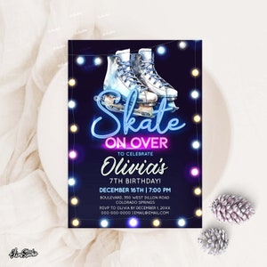 Skate On Over Winter Birthday Invitation Ice Skate Birthday Invite Ice Skating Party Invite Template Editable Invitation Ice Skating N29