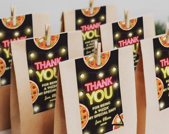 Pizza Party Thank You Tags Pizza Birthday Favors Pizza Birthday Party Thank You Stickers Thank You Label Printable Template Pizza Favors PZ4